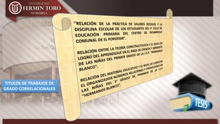 TITULOS DE TRABAJOS DE
GRADO CORRELACIONALES
 