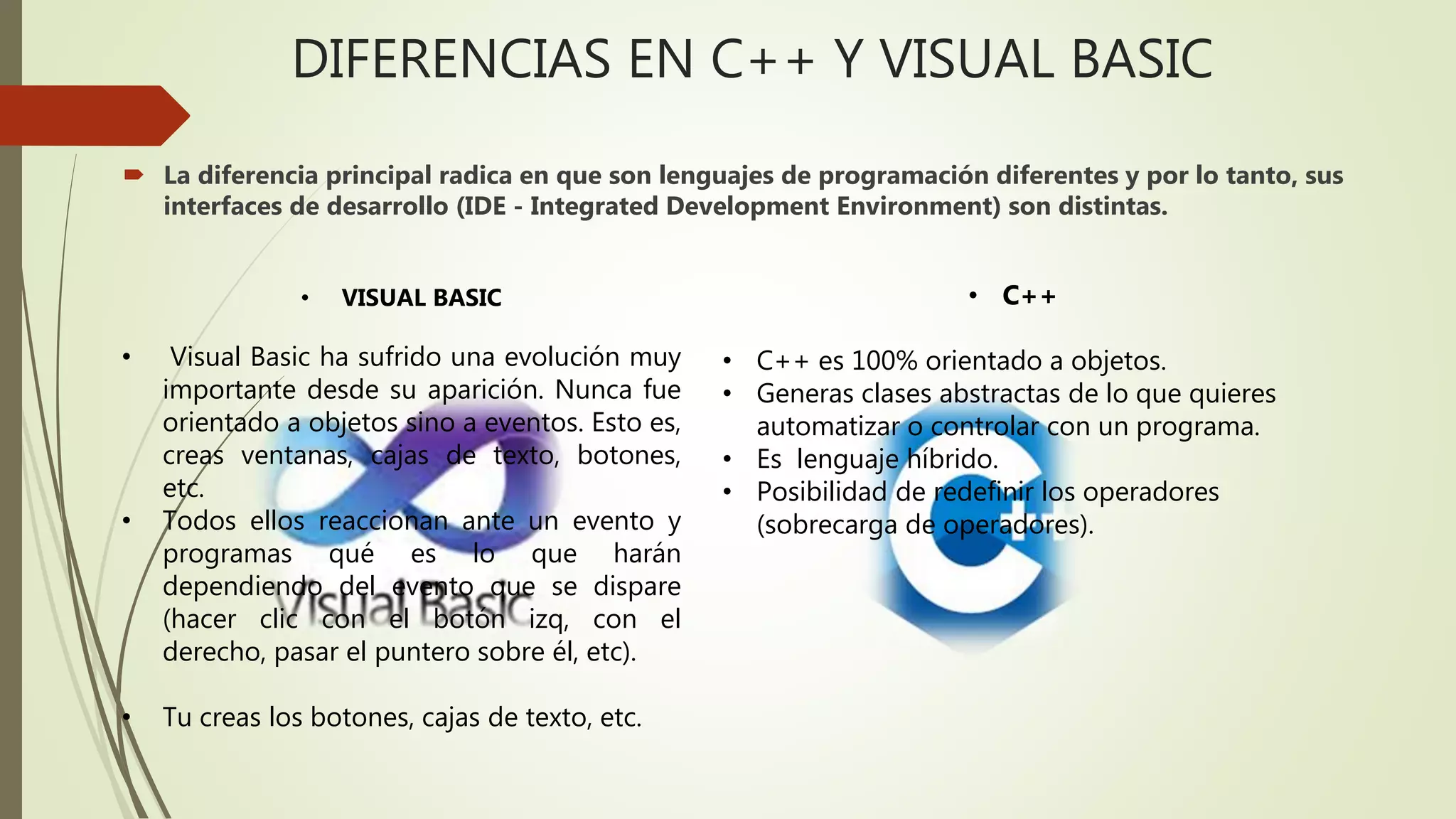 diferencias entre visual basic y c++ | PPT