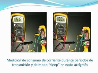 Medición de consumo de corriente durante periodos de
transmisión y de modo “sleep” en nodo actígrafo

 