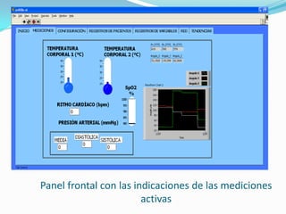 Panel frontal con las indicaciones de las mediciones
activas

 