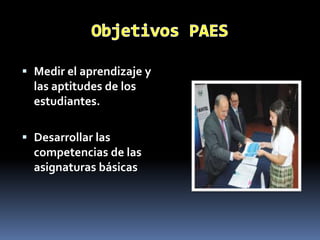 Medir el aprendizaje y
  las aptitudes de los
  estudiantes.

 Desarrollar las
  competencias de las
  asignaturas básicas
 