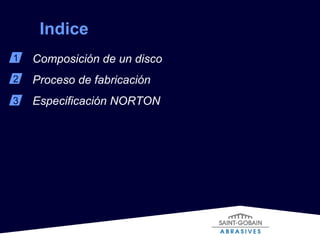 Indice  1 2 Composición de un disco Proceso de fabricación   Especificación NORTON 3 