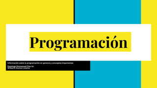 Programación
Información sobre la programación en general y conceptos importantes
Domingo Emmanuel Ciau Uc
Wilberth Kantun Lizama
 