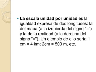Si lo que se desea medir del dibujo es una superficie, habrá que tener en cuenta la relación de áreas de figuras semejantes, por ejemplo un cuadrado de 1cm de lado en el dibujo.Tipos de escalasEscala natural. Es cuando el tamaño físico del objeto representado en el plano coincide con la realidad. Existen varios formatos normalizados de planos para procurar que la mayoría de piezas que se mecanizan, estén dibujadas a escala natural, o sea, escala 1:1 