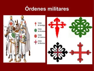 La Repoblación (3) La repoblación de  las ordenes militares se realizó sobre todo en la zona de La Mancha y el Bajo Aragón, poco pobladas y expuestas a los ataques de almohades . A estas órdenes militares se les adjudicaron enormes extensiones de tierras llamadas  encomiendas. Las órdenes son las encargadas en atraer pobladores que se asienten en las villas bajo la jurisdisción del gran maestre de la orden. Por esta razón en estas zonas predominan los latifundios. La Repoblación mediante el repartimiento  es el sistema de repoblación utilizado en las ricas tierras del valle del Guadalquivir y Levante. Consiste en repartir el territorio conquistado según la categoría social de los participantes en la conquista.  A la alta nobleza y a la Iglesia se les adjudica grandes extensiones de tierra mientras que a los pequeños campesinos o ciudadanos se les otorga un pequeño lote de tierra . Muchos de estos pequeños propietarios del valle del Guadalquivir venderán sus propiedades a los poderosos por lo que se consolidarán los  latifundios en Andalucía.  En Levante coexistirá la pequeña propiedad con las medianas y grandes propiedades. 