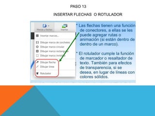 PASO 13
INSERTAR FLECHAS O ROTULADOR
 