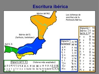 Los Íberos (Arte) En el desarrollo de arte ibérico confluyen tres factores: * la cultura autóctona de los pueblos hispánicos. * Las aportaciones de culturas mediterráneas. * Las aportaciones celtas. Las tumbas son de incineración, guardándose las cenizas en vasijas que se disponían en cámaras subterráneas. Son importantes los santuarios cuyos restos acusan influencias griegas. Destacan las damas como la de Baza o la de Elche. Son características las esculturas  humanas, en su mayor parte de bronce y que se han hallado en santuarios pues al parecer eran ofrendas a los diioses.. La escultura de animales es también importante como la bicha de Balazote 