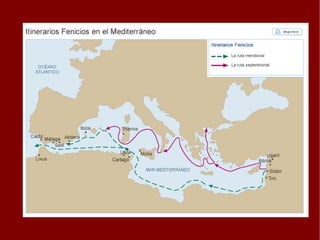 Las Colonizaciones En el primer milenio a.C. la zona mediterránea de la península va a recibir la llegada de oleadas colonizadoras de pueblos procedentes del Mediterráneo que contaban con una cultura mucho más evolucionada que los aborígenes.  Fenicios, griegos y cartagineses llegarán, por este orden, a las costas mediterráneas. Su propósito era económico: buscaban metales (cobre, plata, estaño, oro) y otros productos (salazones, pesquerías...)   
