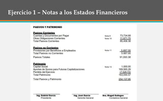 Ejercicio 1 – Notas a los Estados Financieros
 