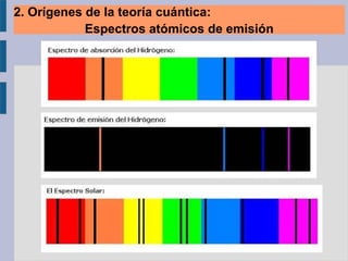 2. Orígenes de la teoría cuántica:
Espectros atómicos de emisión
 