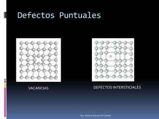 Defectos Puntuales
VACANCIAS DEFECTOS INTERSTICIALES
Ing. Beliana Gómez de Cabello
 