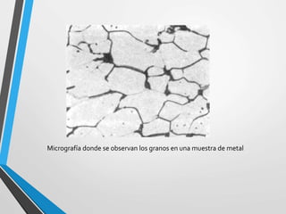 Micrografía donde se observan los granos en una muestra de metal
 