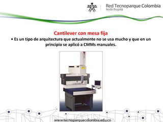 Cantilever con mesa fija
• Es un tipo de arquitectura que actualmente no se usa mucho y que en un
                   principio se aplicó a CMMs manuales.
 