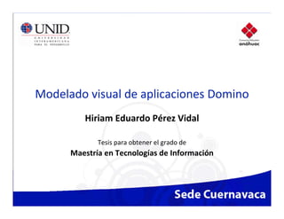 Modelado visual de aplicaciones Domino
Hiriam Eduardo Pérez Vidal
Tesis para obtener el grado de
Maestría en Tecnologías de Información
 