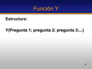 Función Y Estructura:  Y(Pregunta 1; pregunta 2; pregunta 3;...)   