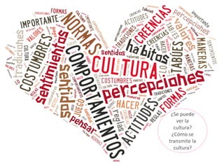 ¿Se puede
ver la
cultura?
¿Cómo se
transmite la
cultura?
 