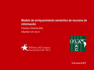 Modelo de enriquecimiento semántico de recursos de
información
Francisco Cifuentes Silva
fcifuentes <at> bcn.cl
14 de marzo de 2017
 