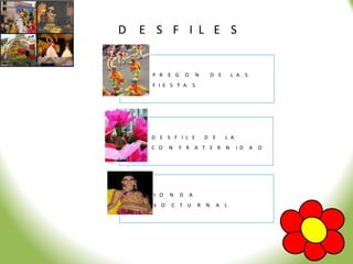 D E S F I L E S


    P R E G       O       N     D E       L A S
    F I E S T A       S




    D E S F I L E             D E     L A
    C O   N   F R A T E R N                 I D   A   D




    R O   N   D       A
    N O   C T U           R N       A L
 