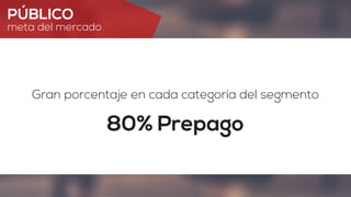 PÚBLICO
meta del mercado
Gran porcentaje en cada categoría del segmento
80% Prepago
 