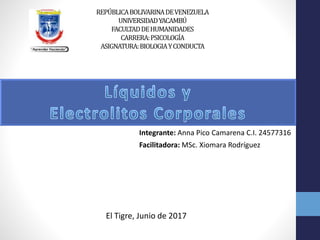 Facilitadora: MSc. Xiomara Rodríguez
Integrante: Anna Pico Camarena C.I. 24577316
El Tigre, Junio de 2017
 