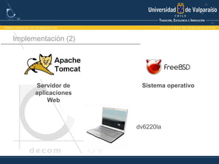 Implementación (2)
Servidor de
aplicaciones
Web
Sistema operativo
dv6220la
 