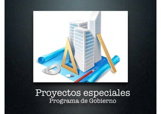 Proyectos especiales
  Programa de Gobierno
 