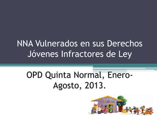 NNA Vulnerados en sus Derechos
Jóvenes Infractores de Ley
OPD Quinta Normal, Enero-
Agosto, 2013.
 