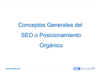 www.canalip.com Conceptos Generales del  SEO o Posicionamiento Orgánico 