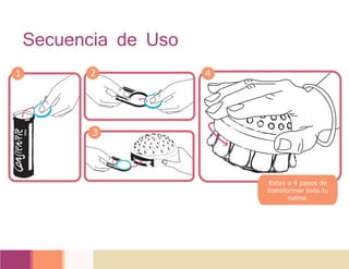 Secuencia de Uso
1 2
3
4
Estas a 4 pasos de
transformar toda tu
rutina.
 