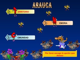ERRITORIO1
EMORIA2
OMUNIDAD3
Por favor escoge la opción que
deseas
VOLVER
AL MAPA
 