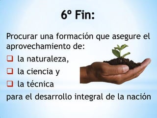 Etimología del latin, “finis” = “algo que se pretende obtener o conseguir en calidad de logro terminal, es decir, al fin de un proceso”.(Dr. Campos, filósofo mexicano) Definición de TérminosDiferencia entre: Fin, Meta y ObjetivoFin: es el accionar, paso a paso