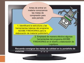 Antes de entrar en
            materia conozcamos
                las metas de
              compresión para
                este periodo




Recuerda consignar las metas de calidad en tu portafolio de
sistemas
 
