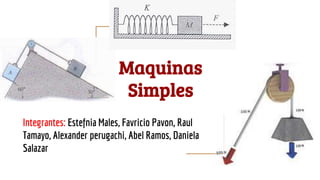 Maquinas
Simples
Integrantes: Estefnia Males, Favricio Pavon, Raul
Tamayo, Alexander perugachi, Abel Ramos, Daniela
Salazar
 