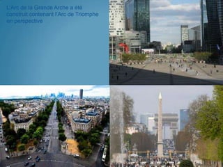 L’Arc de la Grande Arche a été
construit contenant l’Arc de Triomphe
en perspective
 