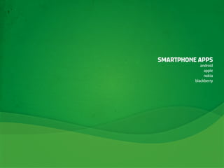 SMARTPHONE APPS
             android
               apple
               nokia
          blackberry
 