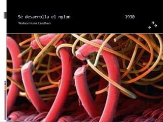 Se desarrolla el nylon   1930
Wallace Hume Carothers
 