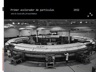 Primer acelerador de partículas     1932
John D. Cockcroft y Ernest Walton
 