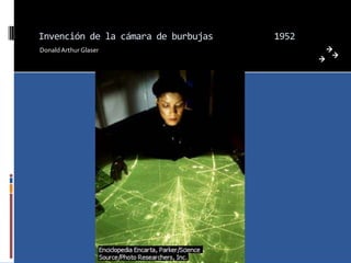 Invención de la cámara de burbujas   1952
Donald Arthur Glaser
 