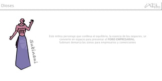 Este mítico personaje que conlleva el equilibrio, la esencia de los negocios; se convierte en espacio para presentar el  FORO EMPRESARIAL.  Subinani demarca las zonas para empresarios y comerciantes Dioses Subinani 