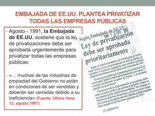 Presentacion general de las privatizaciones en Bolivia (junio 2014) | PPTX