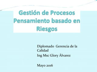Diplomado Gerencia de la
Calidad
Ing Msc Glory Álvarez
Mayo 2016
 