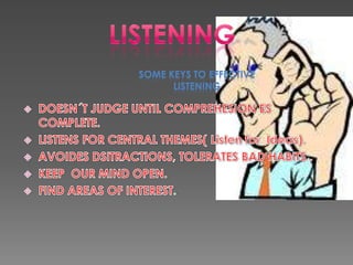 LISTENING SOME KEYS TO EFFECTIVE LISTENING ,[object Object]