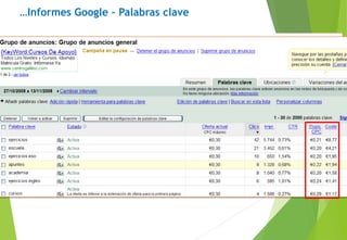 …Informes Google – Palabras clave
 