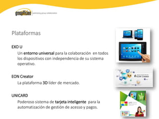 Apoyo a la pre-venta
• Ofrecemos el acceso a showrooms
dedicados a la tecnología para la
colaboración visual interactiva en
Madrid y Barcelona.
• Realizamos demostración conjuntas
con nuestros clientes a sus clientes.
• Cesión de equipos para “demos “ y
pruebas de concepto.
 