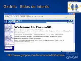 GxUnit:  Sitios de interés  La experiencia http://www.gxopen.com/forumsr/servlet/hsrmain 