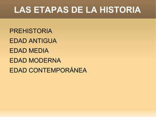 LAS ETAPAS DE LA HISTORIA PREHISTORIA