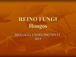 REINO FUNGI
Hongos
BIOLOGÍA UNDÉCIMO NIVEL
2015
 