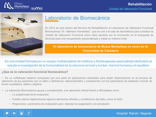 Hospital Ramón Negrete
Rehabilitación
Rehabilitación
Una de las apuestas del Hospital es su potente
Servicio de Rehabilitación.
Formado por profesionales con amplia
experiencia. Permite la atención a pacientes de
toda nuestra geografía a los que se presta un
tratamiento integral tanto en régimen ambulatorio,
como de hospitalización.
Mas de 2.000 metros de instalaciones divididas en varias áreas, en función del tipo de tratamiento:
 Gimnasio - Equipado para tratamientos de masoterapia, kinesiterapia, crioterapia y mecanoterapia
 Área hidroterapia - Piscina a 35º, baños de remolino, baños de contraste, parafina, parafango y ducha Kneipp
 Sala de electroterapia - Con cabinas individuales de microondas, laser, electroestimulación, ultrasonido, infrarrojos,
terapias combinadas , magnetoterapia, ondas de choque, electrolisis percutánea intratisular (EPI)
 Sala de Isocinéticos - Tratamientos asistidos por ordenador
 Sala valoración funcional - Laboratorio Biomecanica
Amplio horario de atención para
adaptarnos a todas las necesidades.
Horario ininterrumpido de 8h a 21h
 
