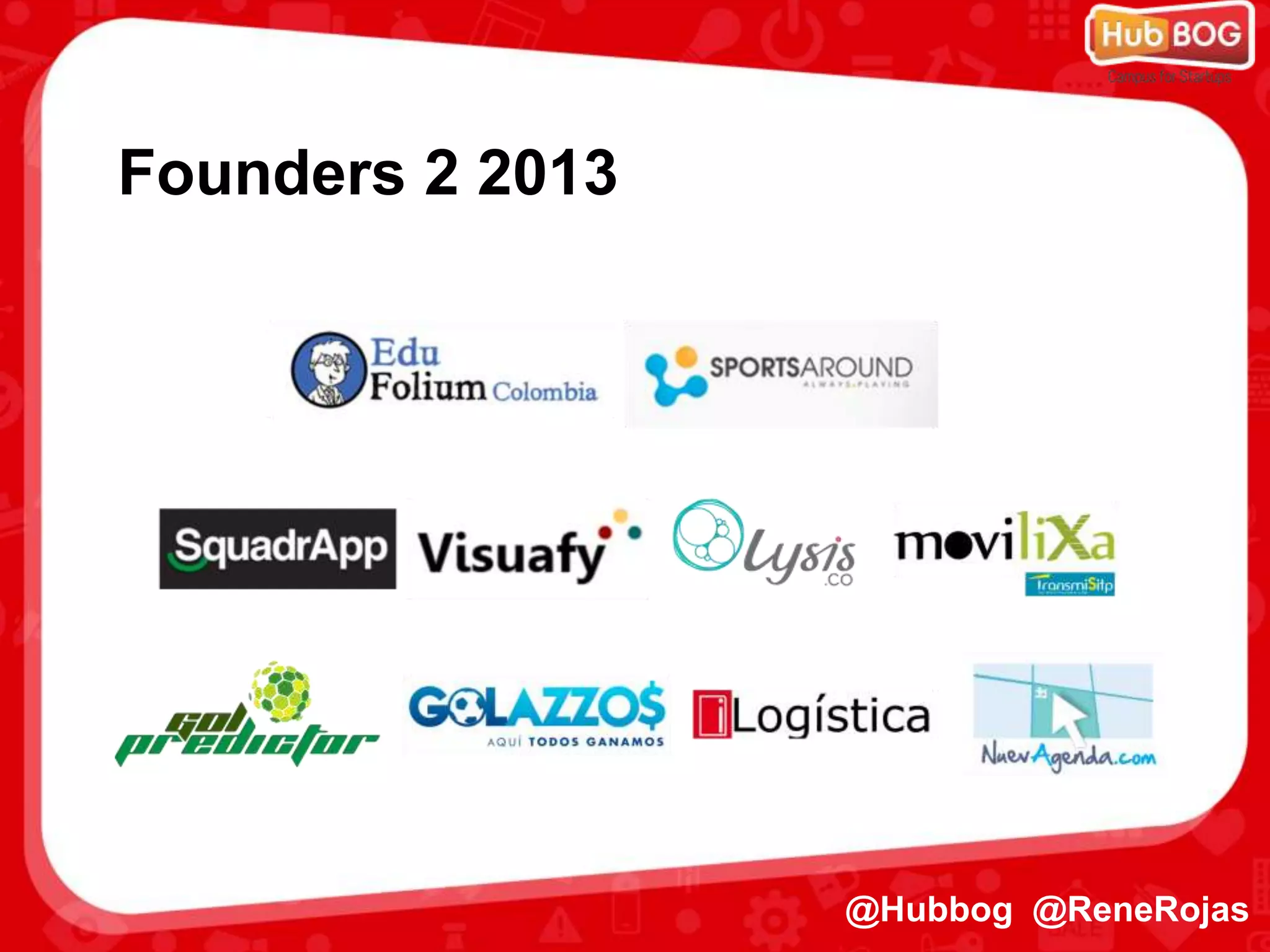 Founders 2 2013
@Hubbog @ReneRojas
 