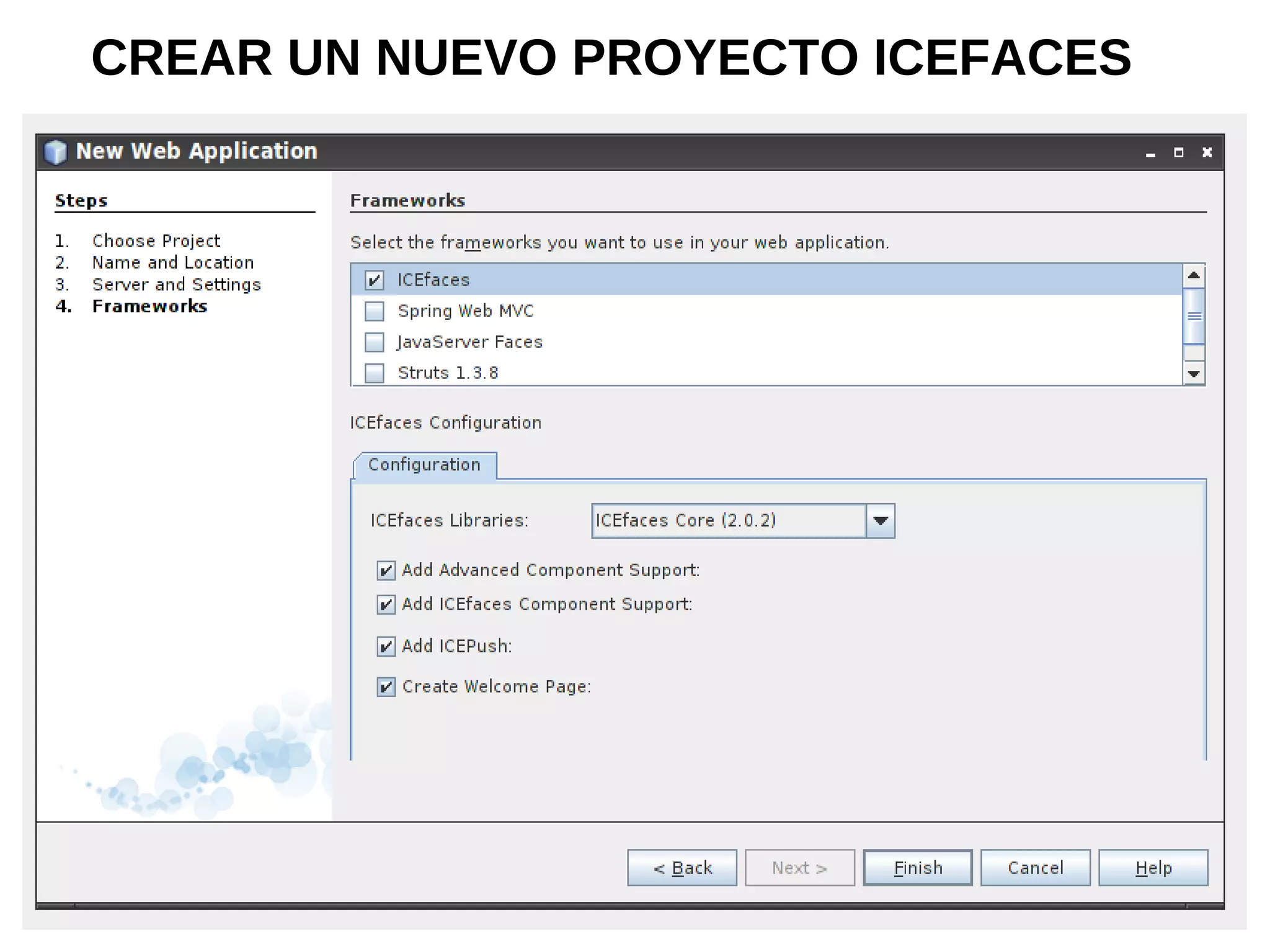 CREAR UN NUEVO PROYECTO ICEFACES
 